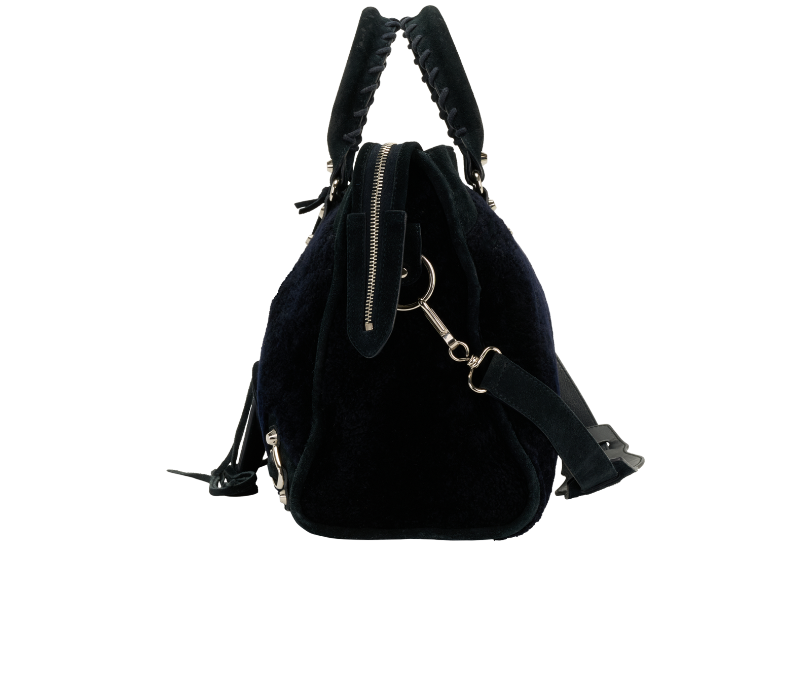 Fur City Bag, &pound;850, Handbags, Black, Shearling/Suede, Bottom view